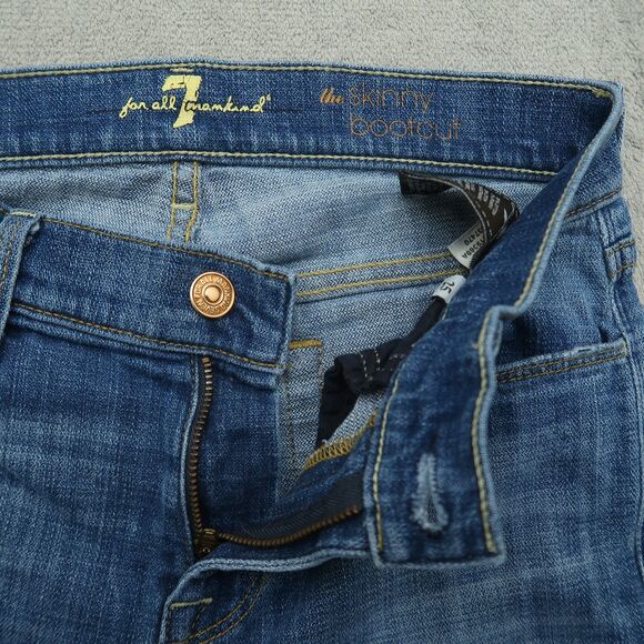 7 For All Mankind Jeans Women's 25 Low-Rise Skinny Bootcut 29" Inseam Distressed - Picture 2 of 16